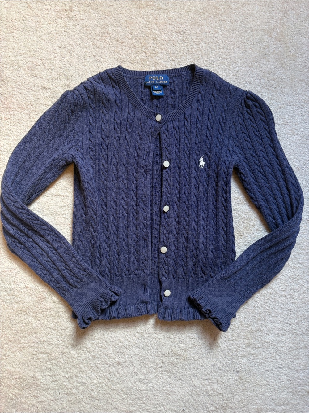 Polo by Ralph Lauren Navy Cable Knit Button-Front Cardigan